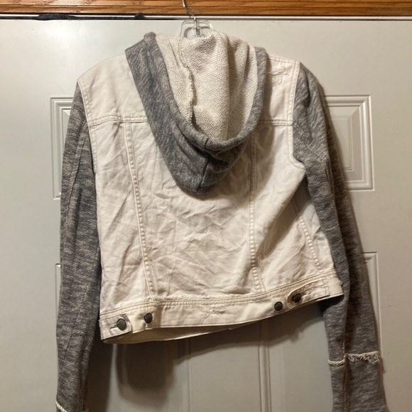 Free People Women's Cream and Gray Hooded Jacket M - Picture 4 of 7